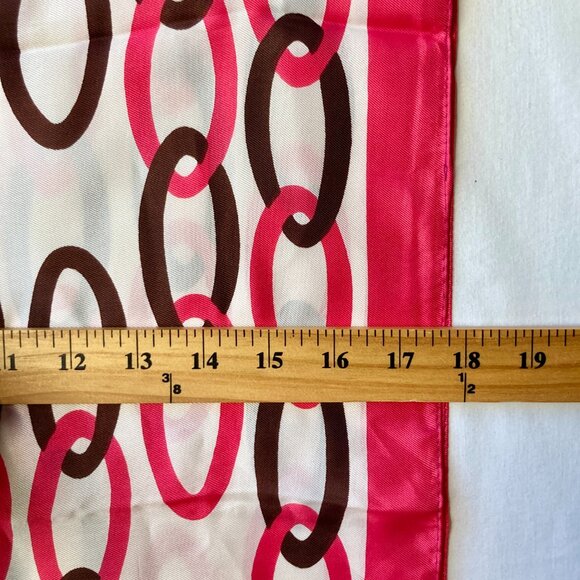 Vintage Jacques Piaget Italian Acetate Scarf Rectangle 18" X 53" Pink White - Picture 9 of 16